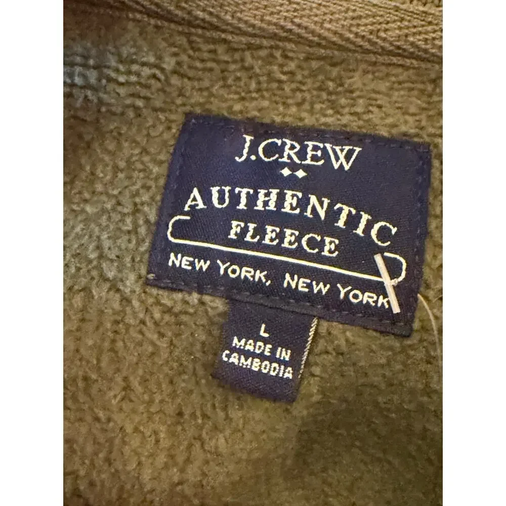 J. Crew Authentic Fleece 1/4 Zip Pullover Green Sweatshirt Sweater Men's Sz L
